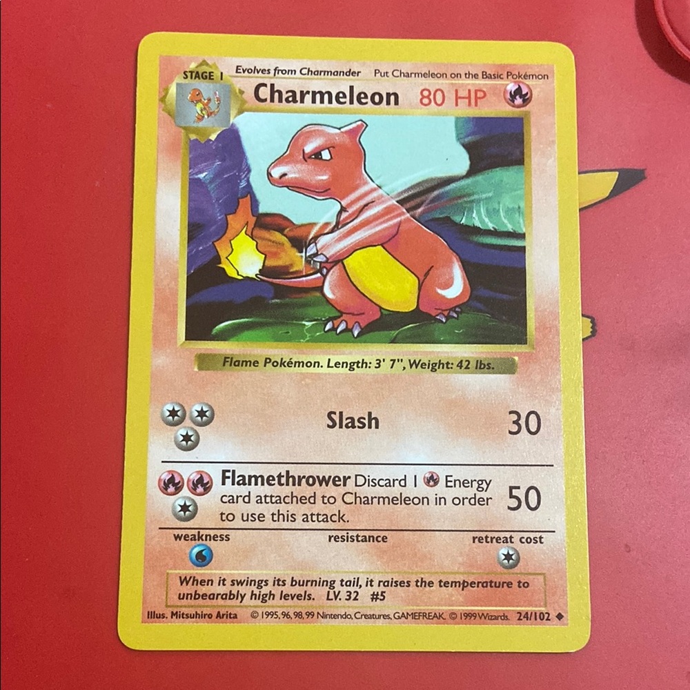 Charmeleon - 24/102 - Pokemon Base Set Shadowless Card WOTC